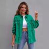 Women's Point Collar Long Sleeve Distressed Denim Jacket Loose Fit Raw Fringe Button Down Shirt