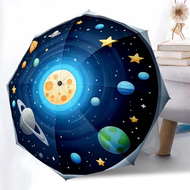 1pc Solar System, Planets Automatic Umbrella - 8-Rib Durable Frame, Portable Fashion Accessory & Holiday Gift yy251117172