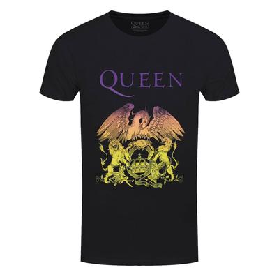 Queen T-Shirt Farbverlauf Klassisches Wappen Rockband Offiziell Schwarz Neu