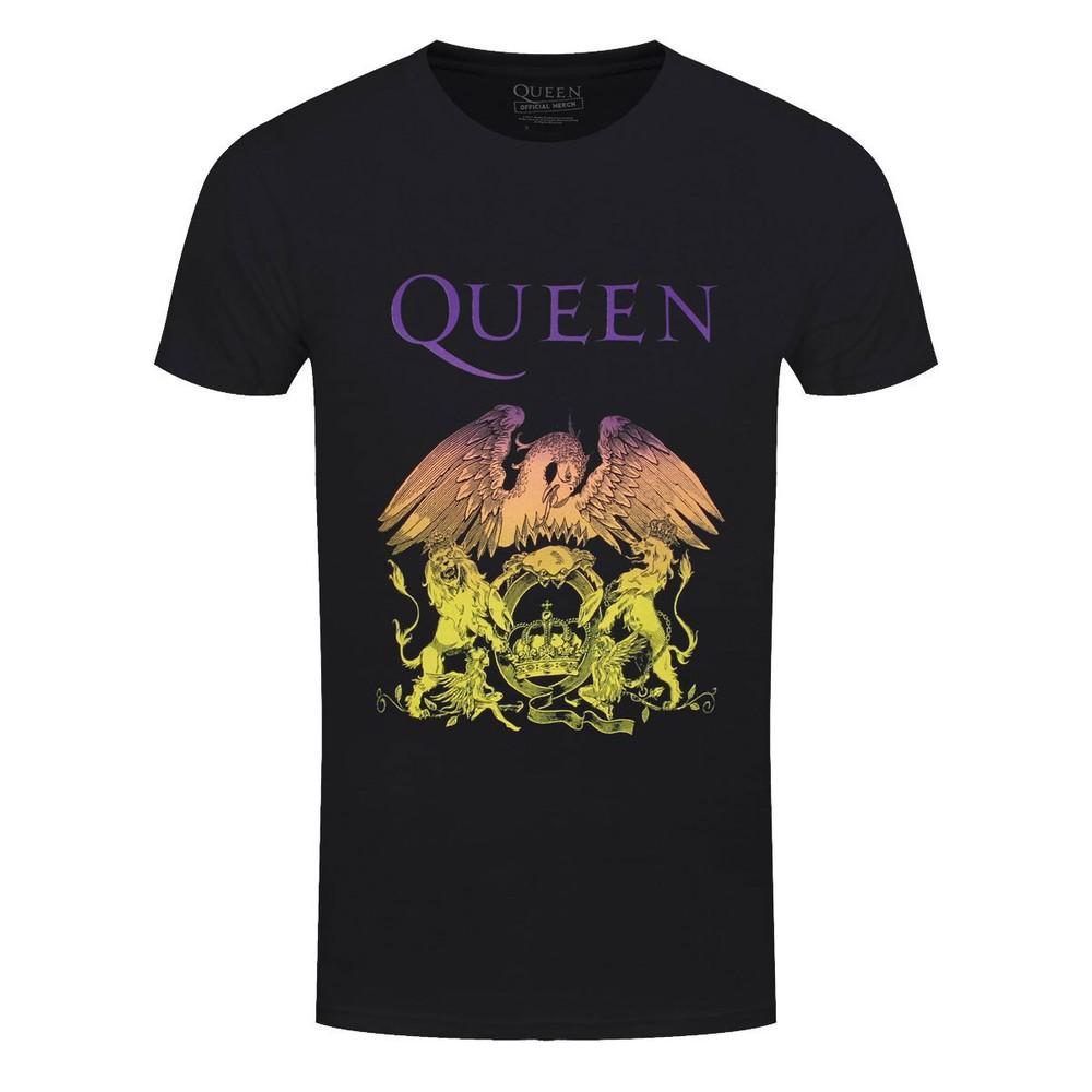 

Queen T-Shirt Gradient Classic Crest Rock Band Official Black New 4XL