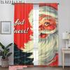 2 Stück, 2D-Flachdruck Kreative Vorhänge Frohe Weihnachten Santa & Baum Langlebiges 100% Polyestergewebe (ohne Stange) Alle Jahreszeiten