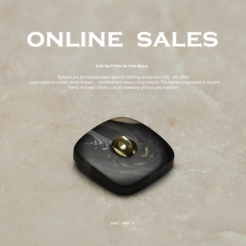 Yisen Xiaoxiang Chinese Style Square Resin Metal Buttons for Jackets and Coats