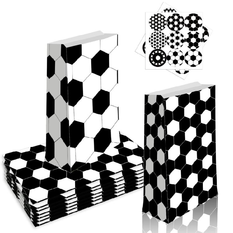 Athletic Event Gift Wrapping Kits Kraft Paper Bags and Soccer Field Designs Stickers Handmade Party Supplies