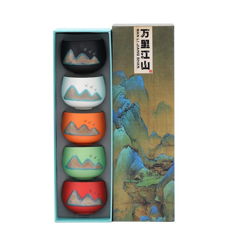 Hand-painted Wanli Jiangshan tea tasting cup ceramic teacup tea set Japanese dragon egg cup kung fu single cup master cup drinking tea bowl