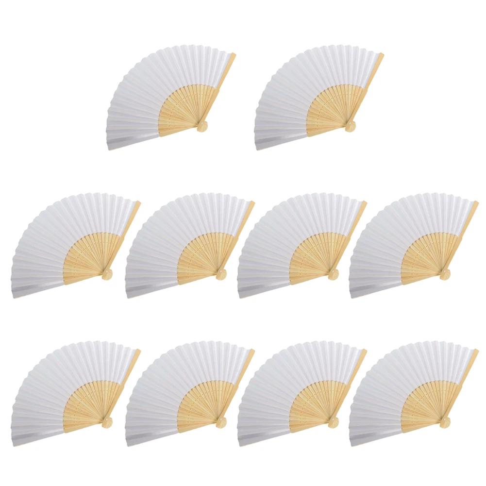 30-1pcs Blank White DIY Paper Bamboo Folding Fan Wedding Party Personalized Hand Practice Creative Fans for Calligraphy Drawing