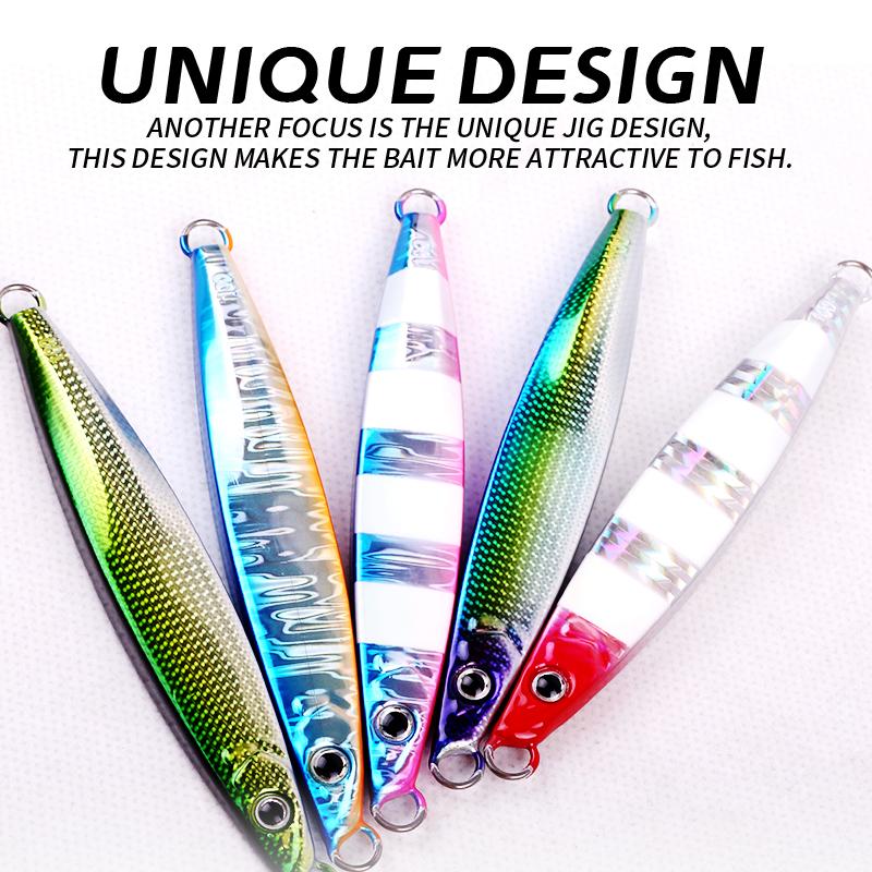80g/100g/150g/200g/250g Luminous Vertical Trolling Boat Fishing Metal Jigs Lure Slow Jigging Lure Bait