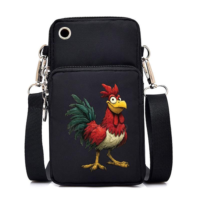 Funny Animals Personality Printing Black Oblique Span Small Bag Multifunctional Casual Portable Mobile Phone Bag