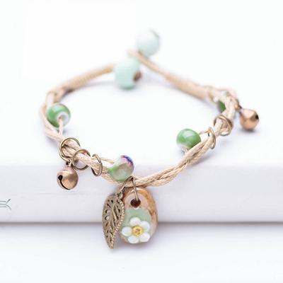 Dámský náramek BLINGBAY Retro květinový náramek Dámský etnický styl Ručně vyráběné šperky Pletený keramický náramek Šperky dárek