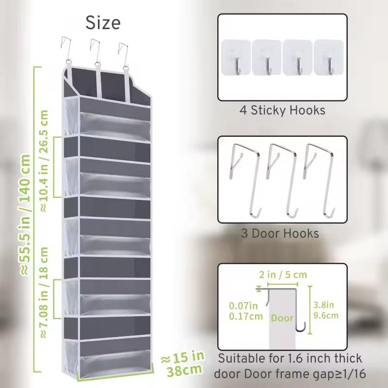 Upgraded Largecapacity Closed Storage Hanging Bag Organizer Fivelayer Nonwoven Door Storage Punch Free Hanging Bag Storage Bag
