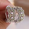 Boucles d'oreilles créoles en zircon blanc et vert de luxe pour femme Mode vintage Couleur argent Mariage Pour femmes
