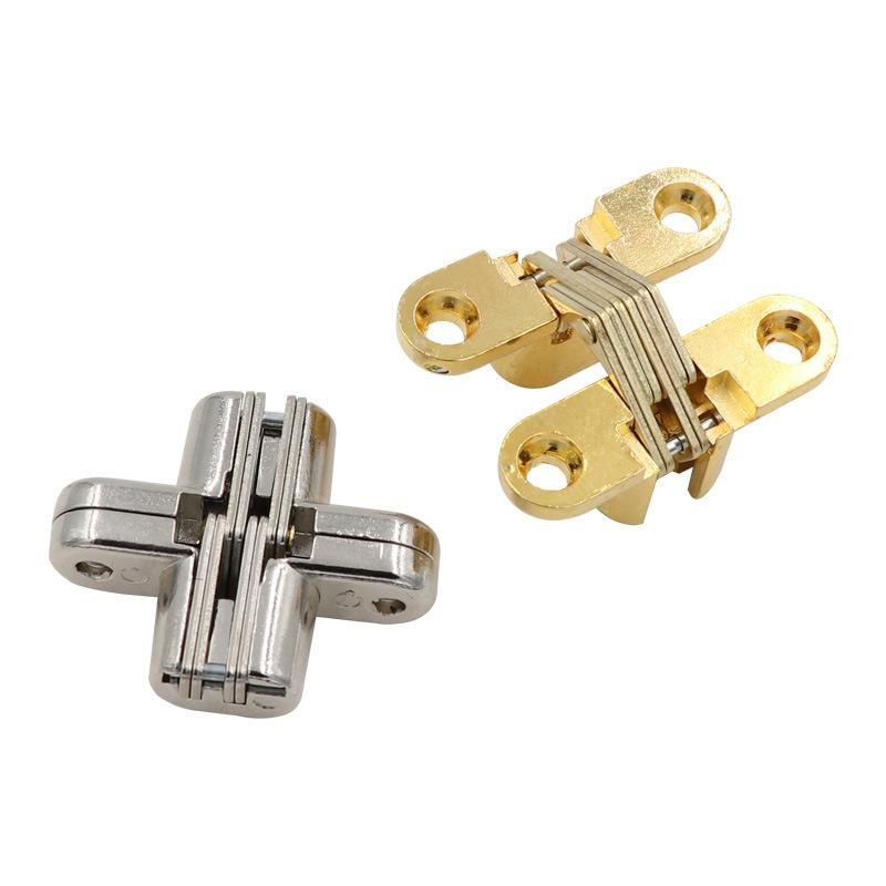 2Pcs 12x43MM Invisible Hinges Silent Close Cross Hinge Hidden Concealed Cabinet Cupboard Door Wooden Boxes For Folding Furniture