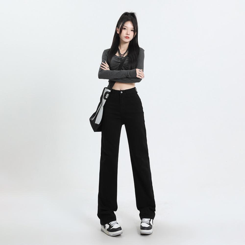 Ins Style Jeans Women's High Waist Loose Straight Drape, Thin and Tall 2025 Autumn and Winter New Versatile Jeans