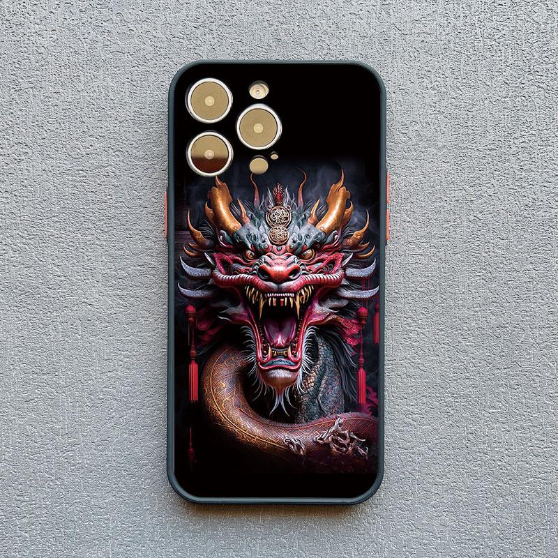 Dragon Totem Phone Case For iPhone 16 13 12 11 15 14 Pro Max 14Plus XS X XR 13 Mini 7 8 Plus SE2 Vintage Dragon Shockproof Cover