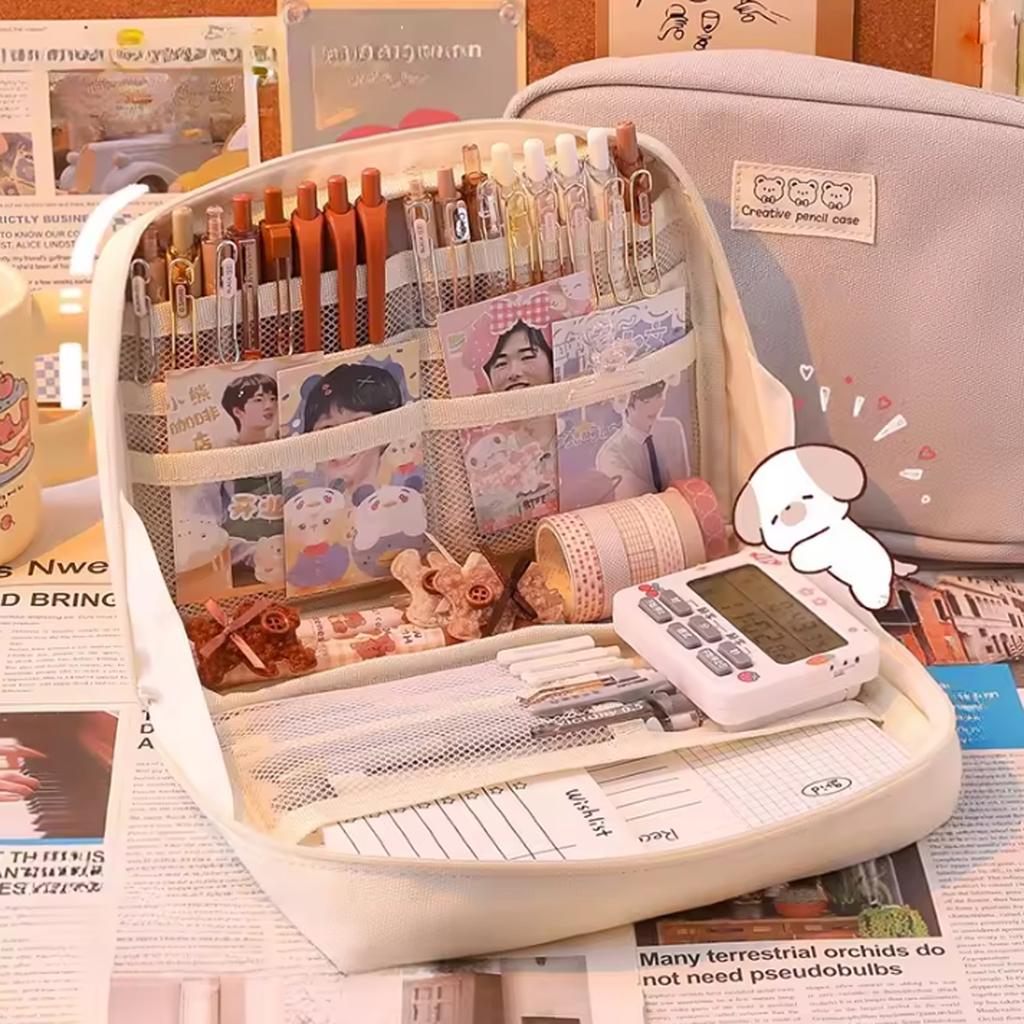 Velkokapacitní penál Kawaii penály pro dívky Roztomilé korejské psací potřeby Školní potřeby Pouzdro na tužky Organizér