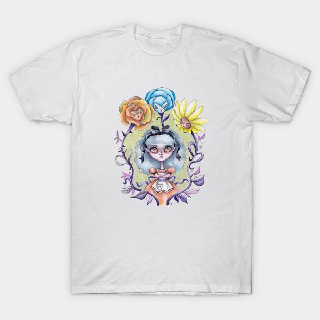 

Men Black Print T-shirt Wicked Alice Garden No-Cut Transfer Paper Print Cotton Tshirt 3XL белый