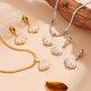 Elegant Shell and Rhinestone Jewelry Set: Durable Stainless Steel Necklace and Dangle Earrings for Women
