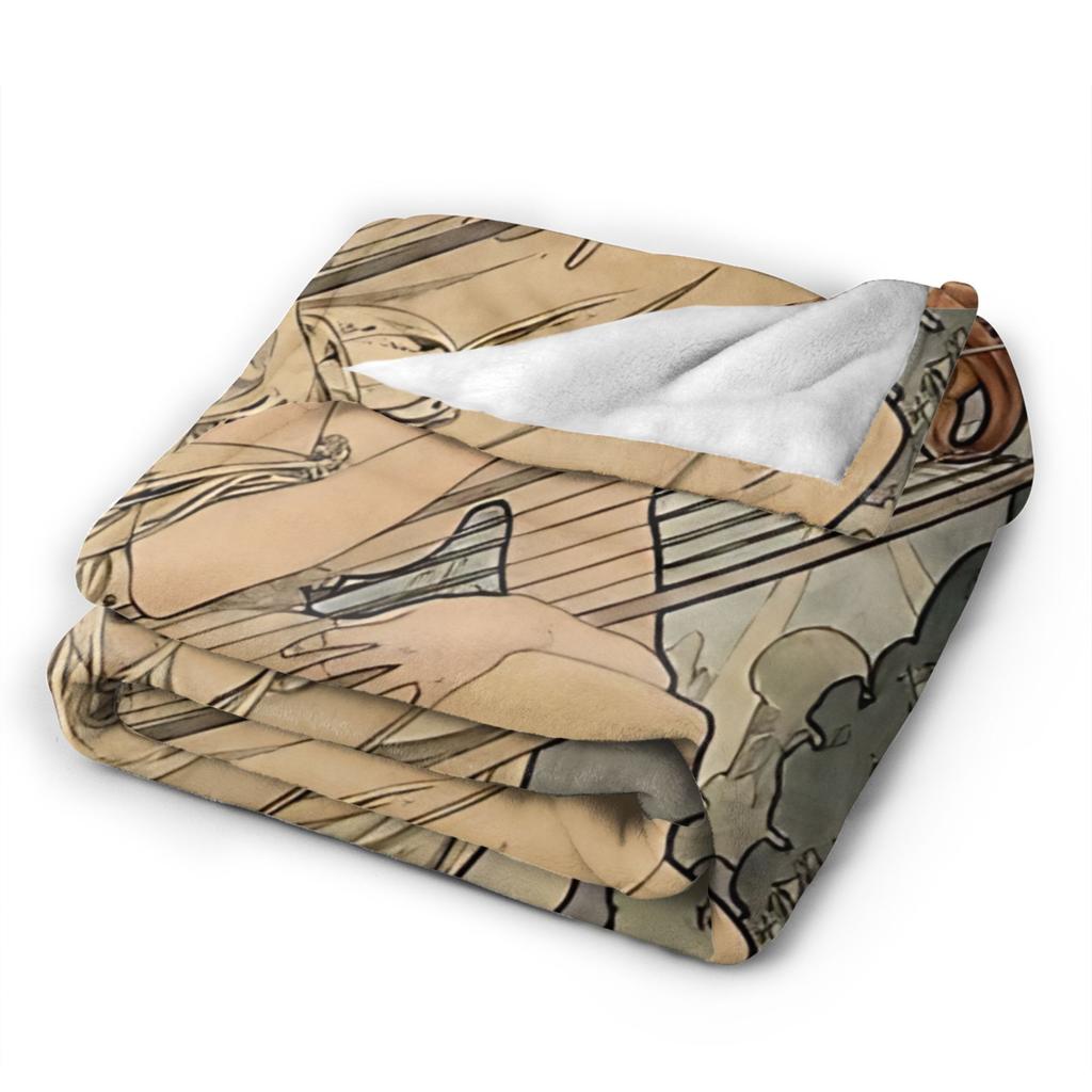 Language of Flowers Alphonse Mucha   Plush Blanket Students  Flannel Throw Blanket For Outdoor Soft Custom DIY Quality Bedspread