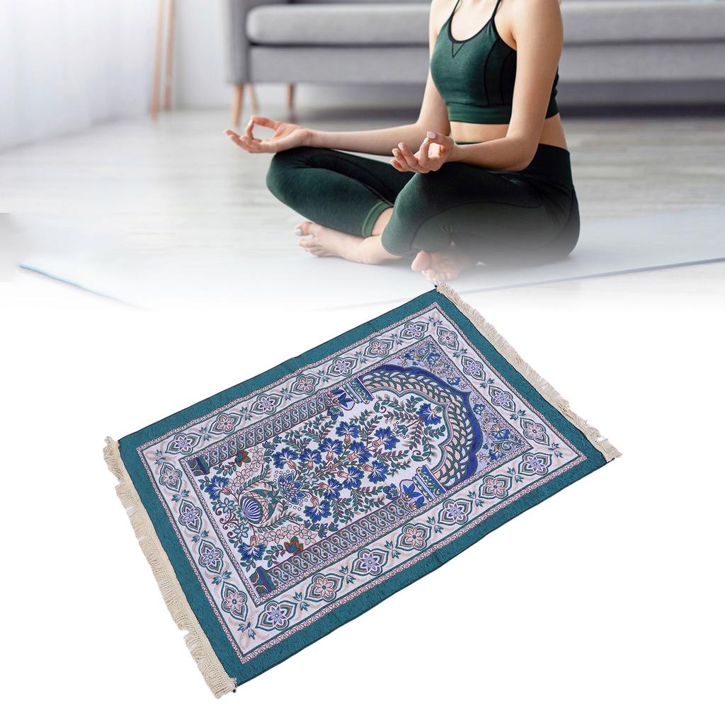 Pray Rug Thick Soft Embroidered Praying Mat with Tassel for Women Men Children Meditation