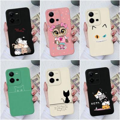 Phone Case For Vivo V21E V23E V25E V27 Pro V9 V19 Neo V20SE Z1 Z3X Z5X Cute Shockproof Cat Protective Soft Silicone Phone Cover For Vivo Bumper