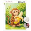 This Pearl Painting Kit Features 5D Pearls and a Monkey with Banana Mosaic Art Style. Designed for Home Wall Decoration.