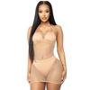 Sexy Women'S Mini Dress Backless Strapless Buttocks Wrapped Fishnet Tight Fitting Diamonds Dress Party Night Clubwear Beachwear