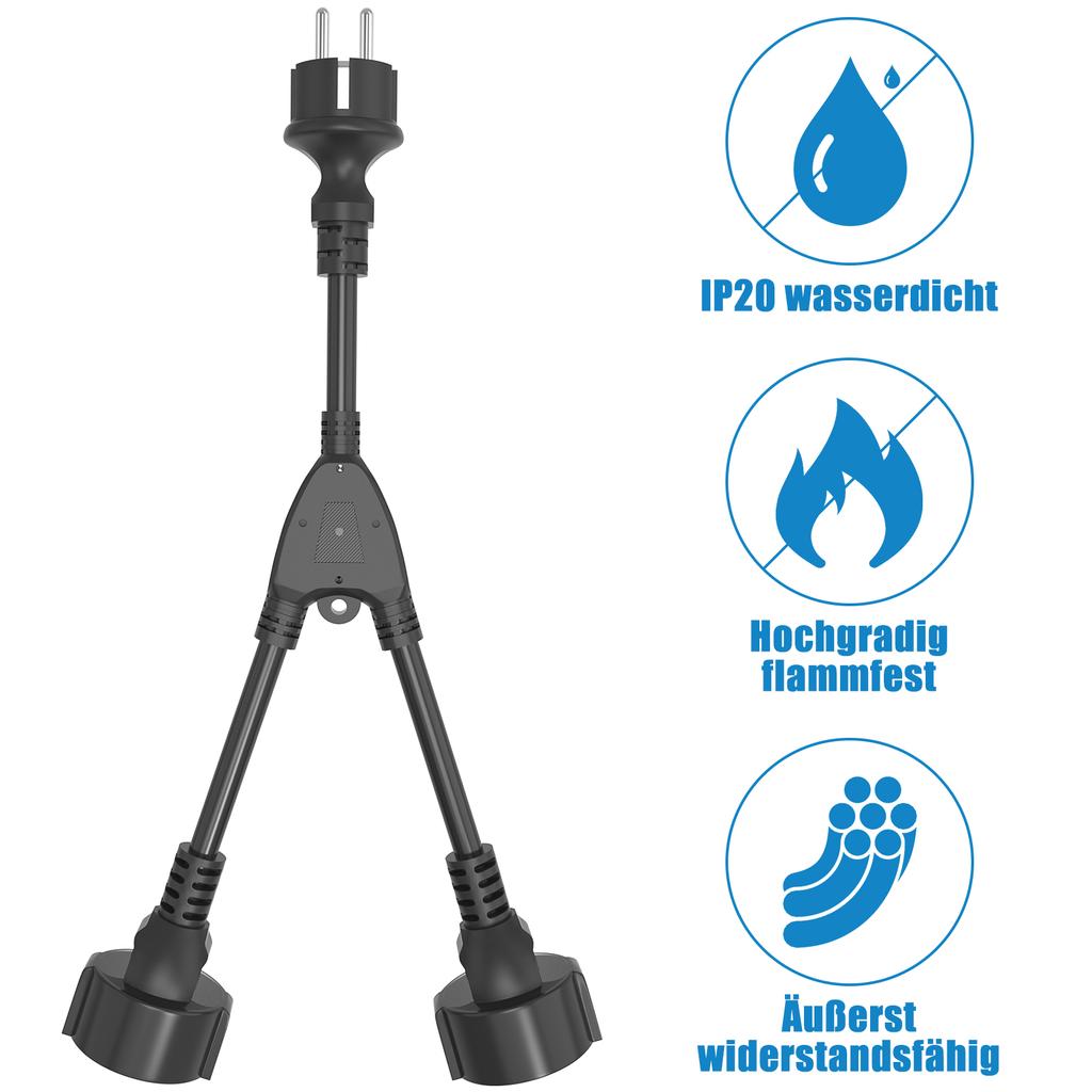 EU European Power prodlužovací kabel se 2 výstupy IP20 Zásuvka-zásuvka prodlužovací kabel 16A/250V pro PC Počítač 5CM