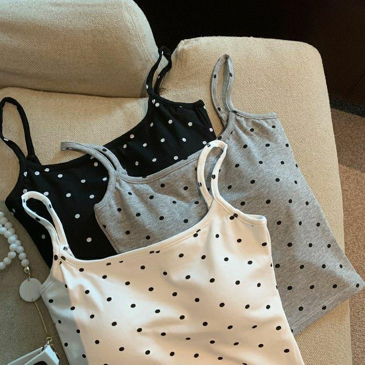 2024 Polka Dot Backless Camisole with Chest Pad - Slimming Trendy Summer Top for Women