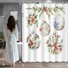 Cartoon Christmas Shower Curtain - Watercolor Plants & Flowers, 12 Hooks, Christmas Ball Design, Bath Decor