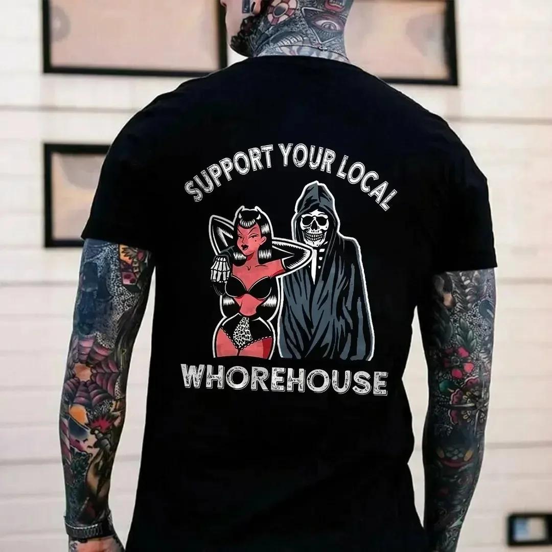 

Harajuku Street Top Gothic Harajuku Biker Skull Graphic Tshirts Men Fashion Short Sleeve Tops Dark Punk Skulls Retro T Shirt 4XL