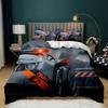 Police Duvet Cover Automotive Black Policeman Automotive Twin Bedding Set Cartoon Vehicle Comforter Cover Red Cop Lights Polyester Quilt Cover