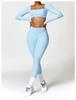 Women Tight‑Fit Yoga 2‑Piece Set, High‑Waist Quick‑Dry Long‑Sleeve Workout Outfit for Outdoor Running Fitness