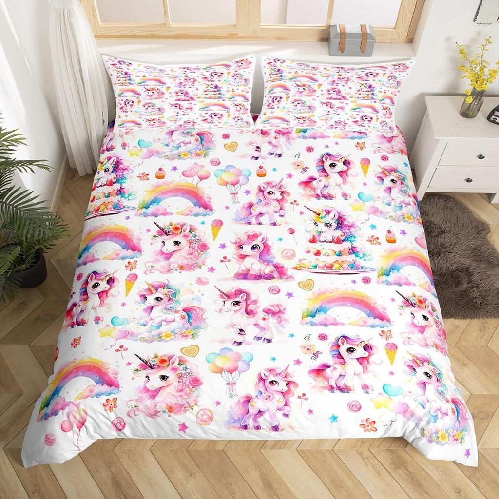 Pink Castle Three-Piece Quilt Cover 3D Digital Printing Bedding Set Bed Cover