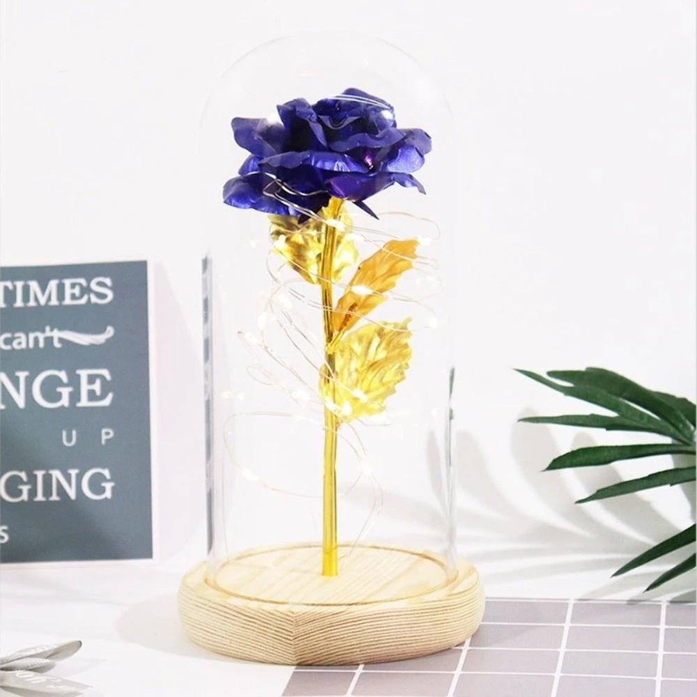 LED Light Preserved Rose Flower Glass Cover Artificial flowers Rose LED Light  Valentine's Day