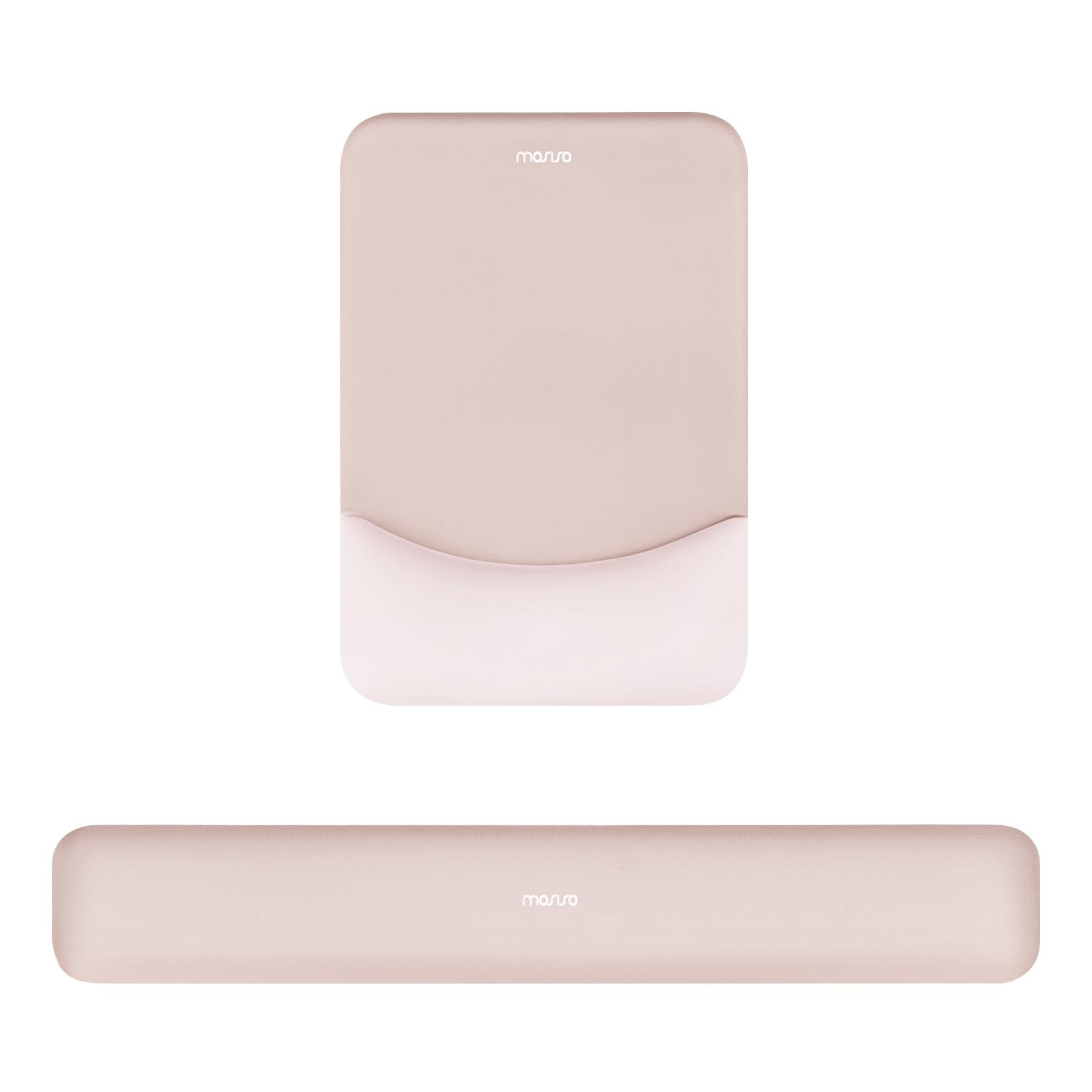 

MOSISO Stress Support Integrated Mouse Pad Rectangular Keyboard Low Resilience Wrist Rest & Set, (Apricot)