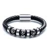 Retro Punk Lion Head Leather Bracelet, 9MM European-American Style, Personalized Couple's Accessory.