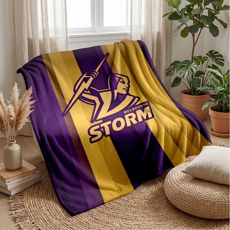Melbourne Storm Flannel Fleece Blanket Cozy Warm Throw Blanket For Couch Bed Travel All Season Use