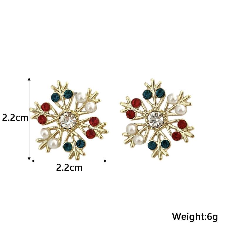 Winter Schneeflocken Ohrstecker für Damen Bunte Acrylkristalle Koreanische Mode Kleine Ohrringe Weihnachtsfeier Schmuck