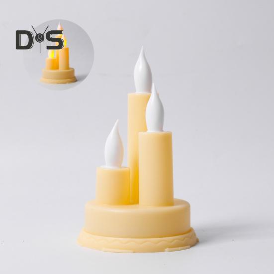 LED-Flammenlose Kerze, elektronisches Kerzenlicht, flammenlose Stumpenkerze, Trio-Tischkerzenlicht für Feiertage, Hochzeiten, Partys, Tafelaufsatz