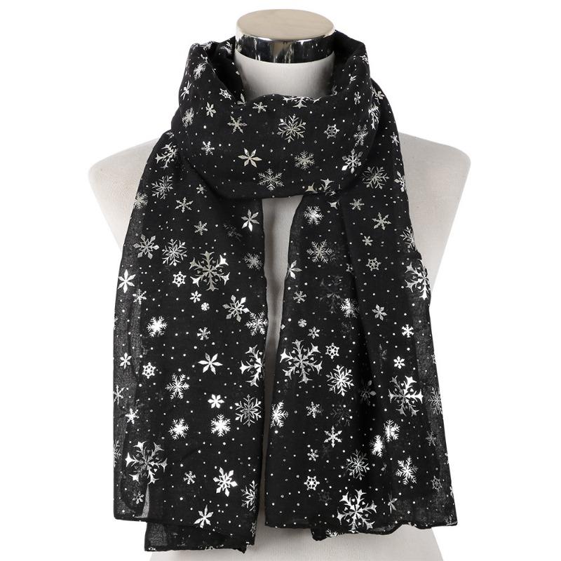 Autumn and Winter Scarf Women's New Christmas Gift Snowflake Hot Silver Polka Dot Silk Scarf Cotton Shawl Christmas Scarf