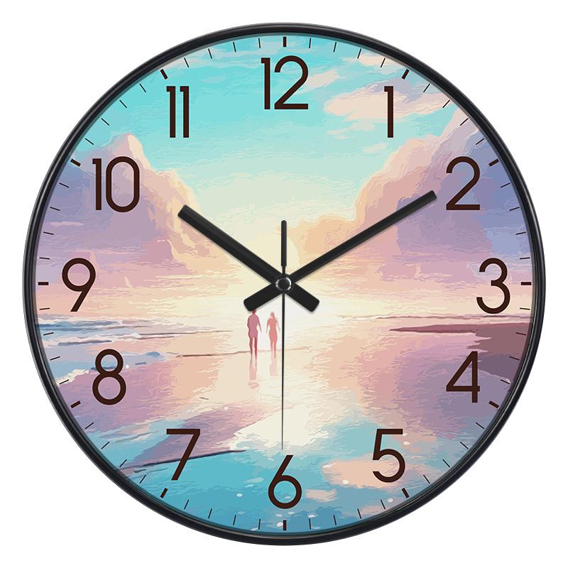 10/12 Inch Fashion Creative Wall Clock Silent Nordic Artist Living Room Bedroom Wall Watch Oil Painting Style Home Decoration