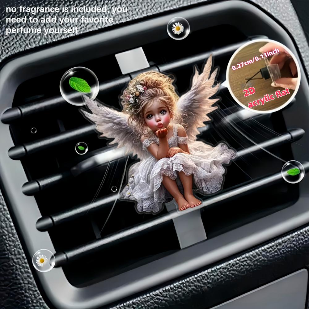 2D flat girl car vent clip decorative diffuser (fragrance not included), car interior decoration, aromatherapy clip, ideal for holiday gifts