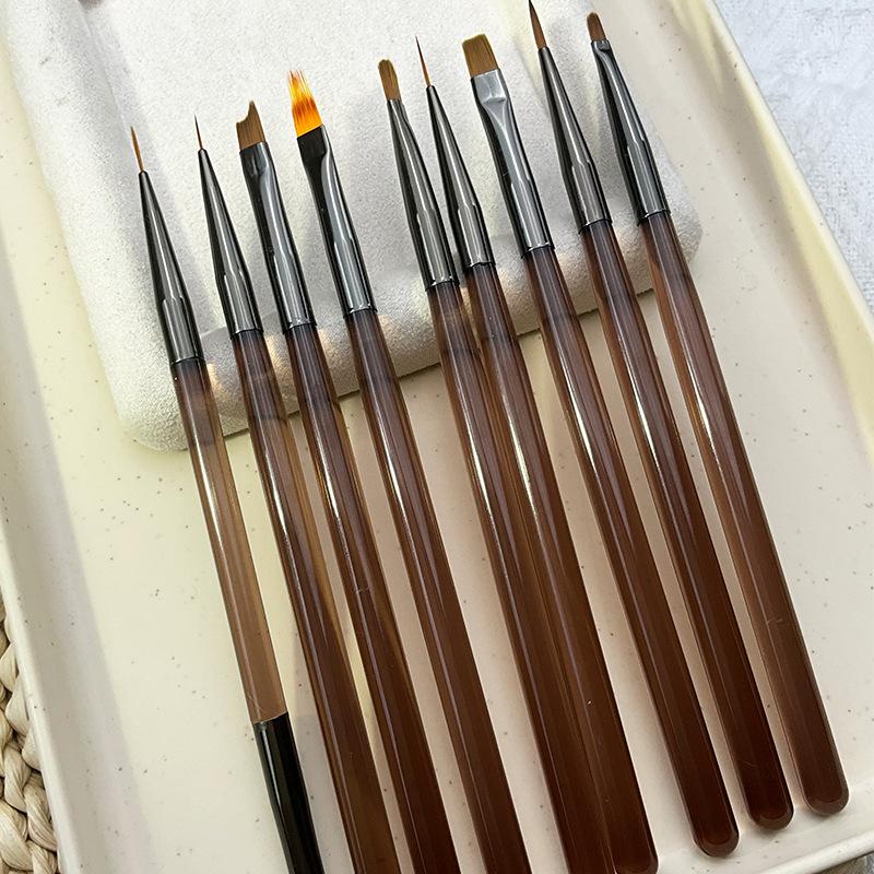 

Кисть для рисования акриловыми красками для ногтей, 9 шт., кисть для УФ-геля, подводка для глаз, инструменты для дизайна ногтей, дисплей для рисования