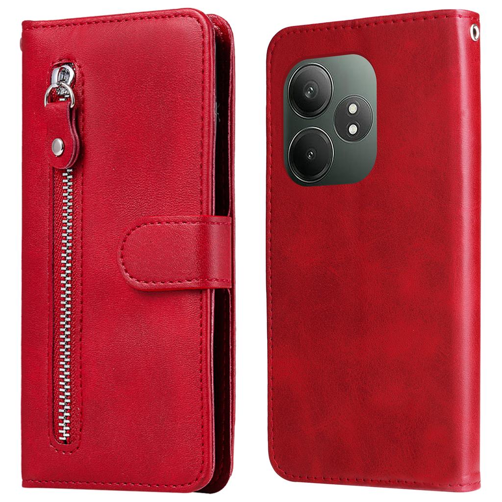 For Realme GT 6 5G/GT Neo6 SE 5G Case Calf Texture Leather Cover with Zipper Wallet