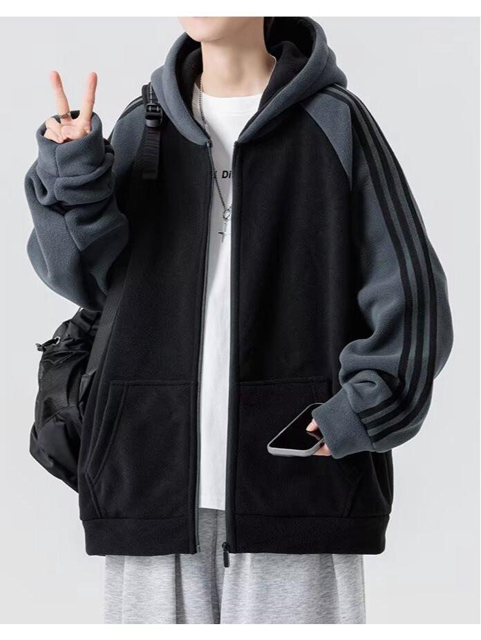 Men's Double-Sided Fleece Hoodie: Autumn/Winter Trendy, Loose-Fit, Thick, Warm Jacket