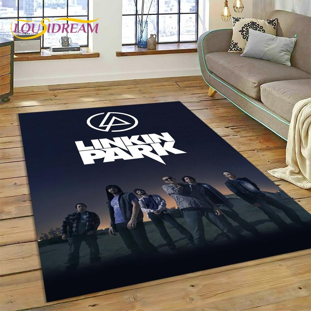 3D Ρετρό Ροκ Συγκρότημα 3D L-Linkin-Park Χαλί για Σαλόνι Υπνοδωμάτιο Διακόσμηση Σπιτιού, Αντιολισθητικό Πατάκι Διακόσμησης για Καναπέ Πατάκι Εισόδου