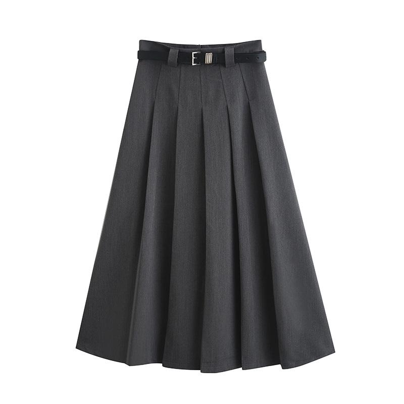 

Douyin Синяя блузка с коротким рукавом и лентой и плиссированная миди-юбка, формальный комплект Small