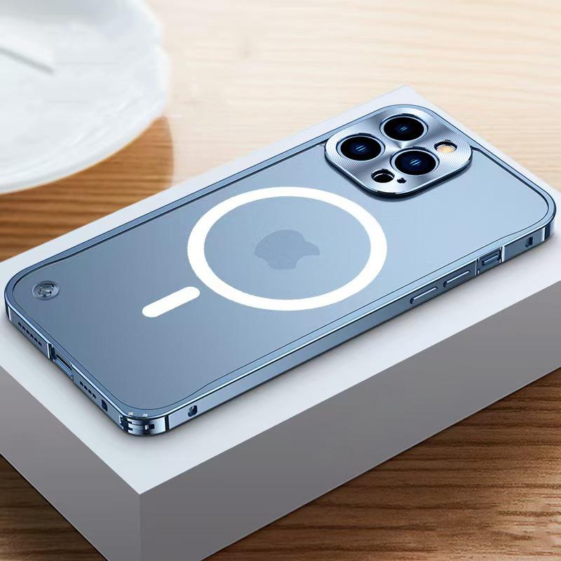 Luxury Metal Magnetic Phone Case For iPhone 17 16 15 14 13 12 Pro Max For Magsafe Wireless Charging Full Lens Protection Shockproof Cover