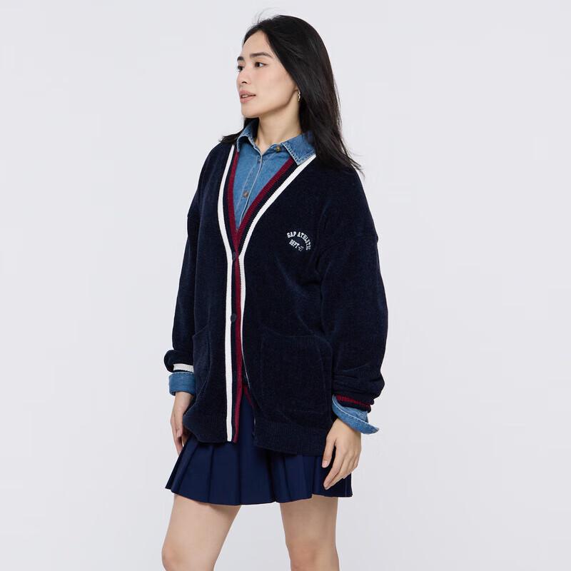 Gap Women's Logo Embroidered Chenille V-Neck Knit Cardigan