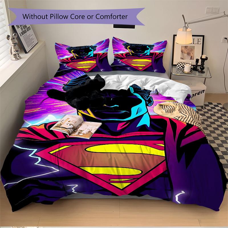3pcs Superman Cover Set,Soft Comfortable Duvet Cover,Guest Room (1*Duvet Cover + 2*Pillowcases, Without Core) yy251024101