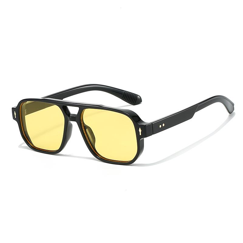 Double-Beam Arrow Rice Nail Retro Square Sunglasses for Men & Women